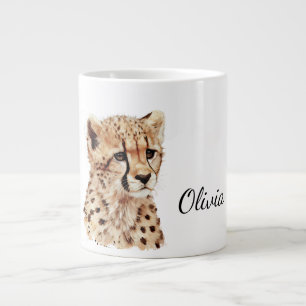 Cheetah Face Personalized Giant Coffee Mug