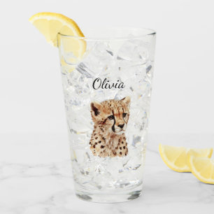 Cheetah Face Personalized Glass