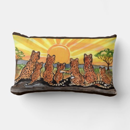 Cheetah Family Sunrise Bright Designer Pillow