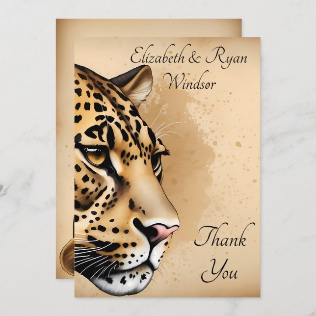 Cheetah Flat Thank You Card (Front/Back)