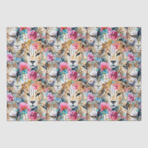 Cheetah Floral Boho Watercolor Pattern Tissue Paper