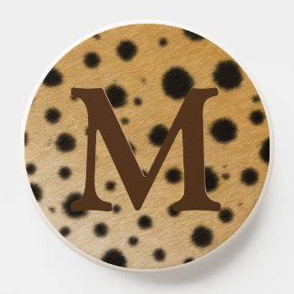 Cheetah Fur Animal Print Dark Brown Monogrammed PopSocket