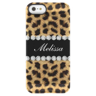 Cheetah Fur Diamonds Name Printed Permafrost iPhone SE/5/5s Case