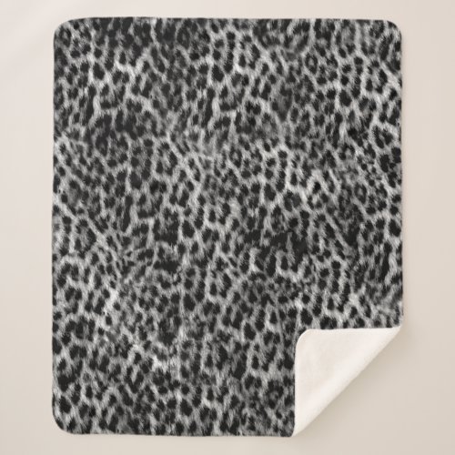 Cheetah Fur Texture _ Black and White Sherpa Blanket