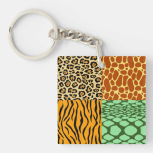 Cheetah, Giraffe, Tiger, and Snake Keychain