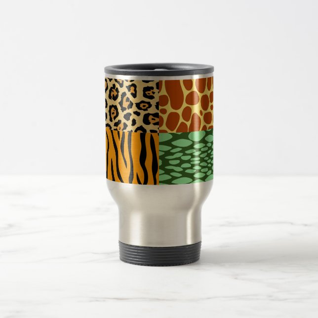 Cheetah, Giraffe, Tiger, and Snake Travel Mug (Center)