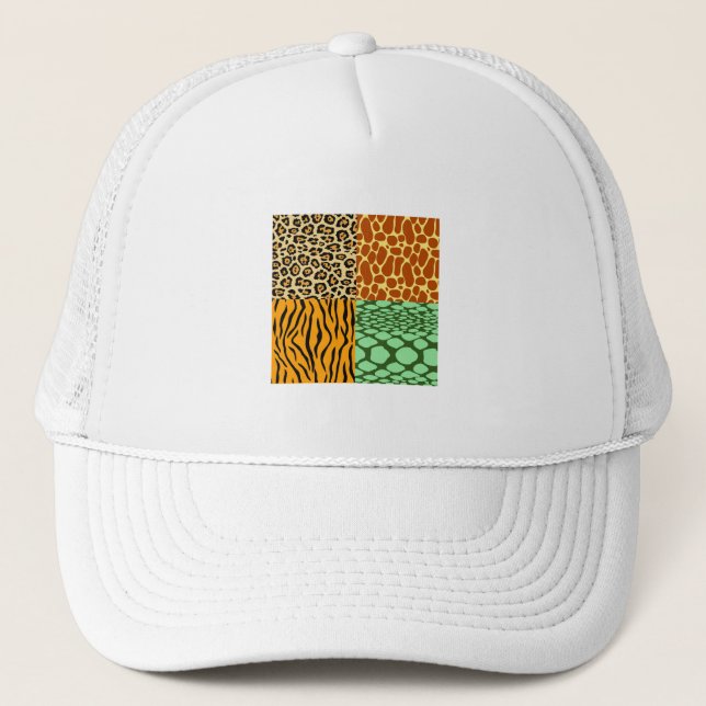 Cheetah, Giraffe, Tiger, and Snake Trucker Hat (Front)