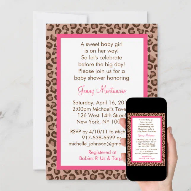 Cheetah Girl Animal Print Baby Shower Invitations Zazzle