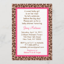 Cheetah Girl Animal Print Baby Shower Invitations