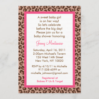 Cheetah Girl Animal Print Baby Shower Invitations