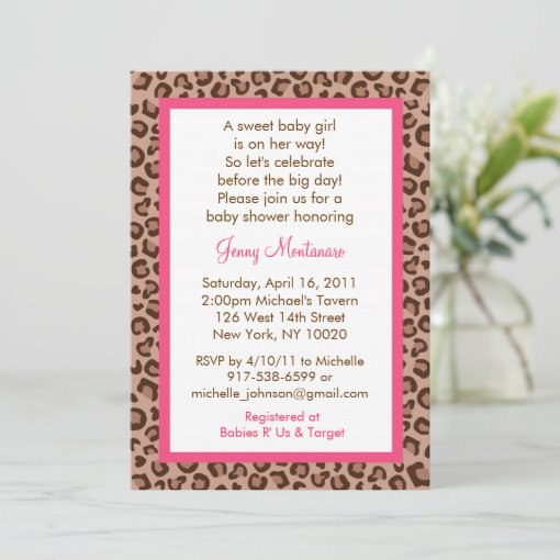 Cheetah Girl Animal Print Baby Shower Invitations Zazzle