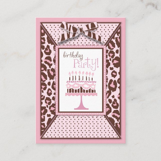 Cheetah Girl Birthday Reminder Card (Front)