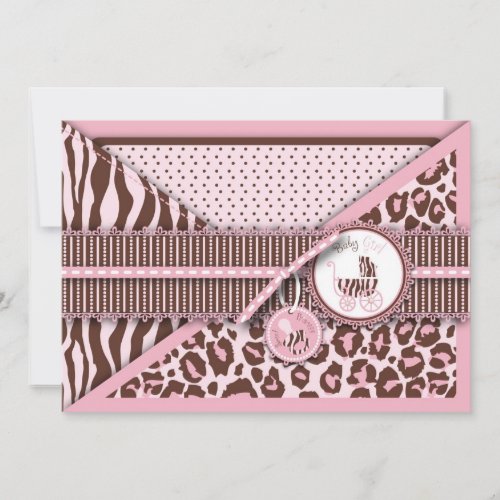 Cheetah Girl Card Pink Personalized Invitations