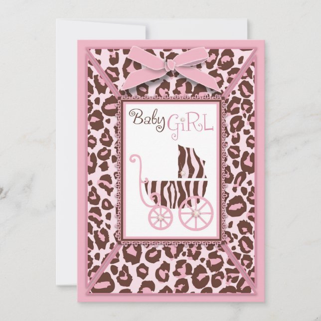 Cheetah Girl Invitation Card Pink A (Front)