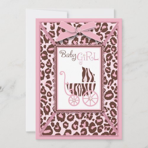 Cheetah Girl Invitation Card Pink A