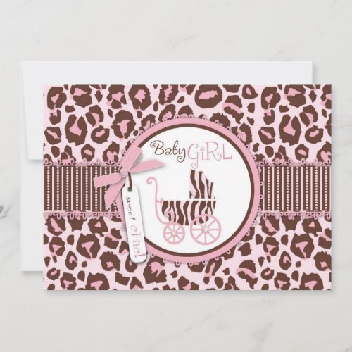 Cheetah Girl Invitation Card Pink B