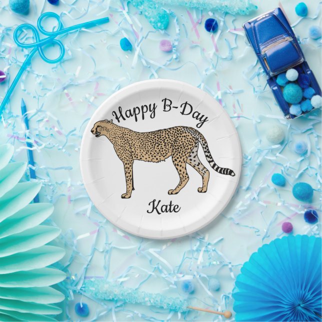 Cheetah Happy Birthday Paper Plates (Party)