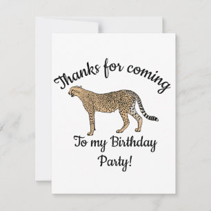 Cheetah Happy Birthday Thank You Card