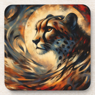 Cheetah Harlem Renaissance Modern Painting Beverage Coaster