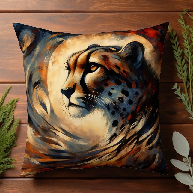 Cheetah Harlem Renaissance Modern Painting Throw Pillow (Creator Uploaded)