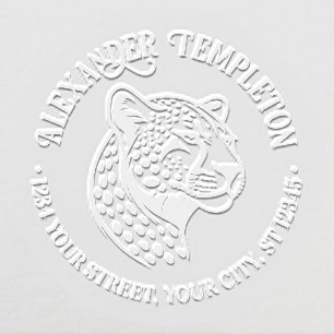 Cheetah Head #1P Name Return Address Embosser
