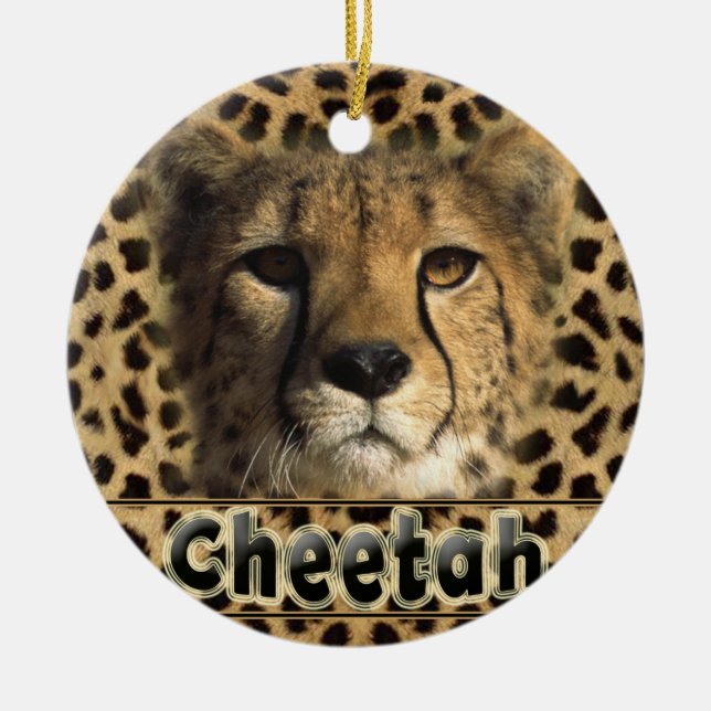 CHEETAH HEAD CERAMIC ORNAMENT (Front)