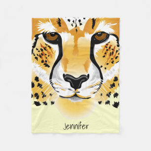 cheetah head close-up illustration fleece blanket