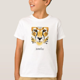 cheetah head close-up illustration kids T-Shirt