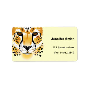 cheetah head close-up illustration label