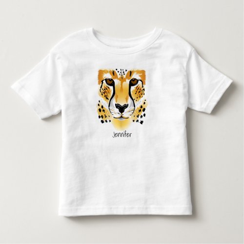 cheetah head close_up illustration name toddler toddler t_shirt