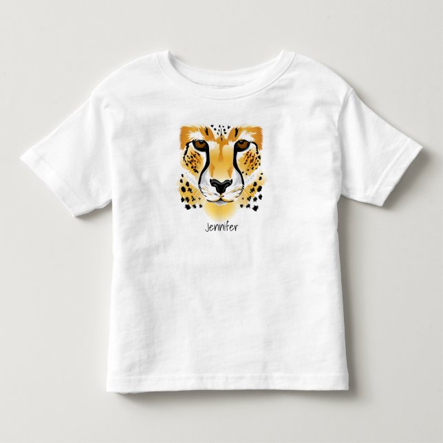 cheetah head close-up illustration name toddler toddler t-shirt (Front)