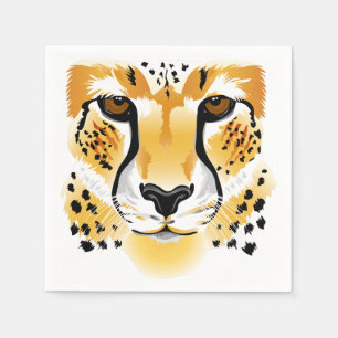cheetah head close-up illustration napkins