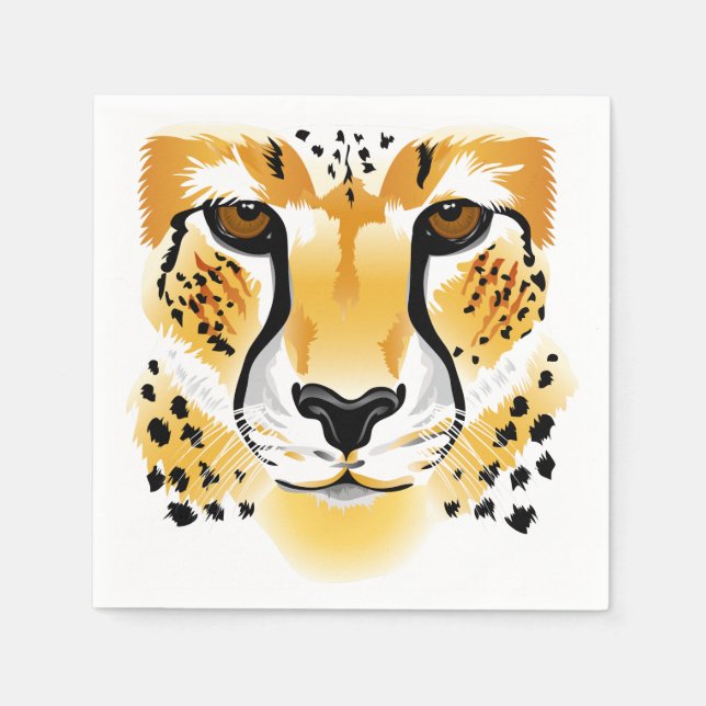 cheetah head close-up illustration napkins (Front)