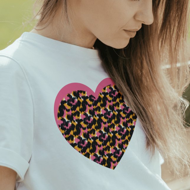Cheetah Heart Pink Black Tri-Blend Shirt (Creator Uploaded)
