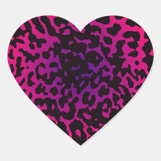 Cheetah Heart Pink Purple Sticker (Front)