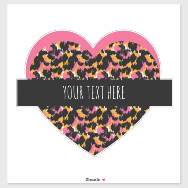 Cheetah Heart Pink Text Car Sticker (Sheet)