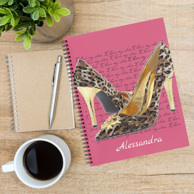 Cheetah Heels Fancy Gold Shoes Pink Notebook (Creator Uploaded)
