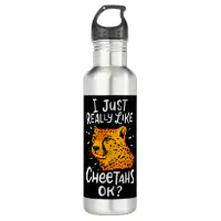 I Just Really Like Cheetahs Water Bottle, Stainless Steel 17 Oz Water Bottle,  Cheetah Lover Glitter Gift 