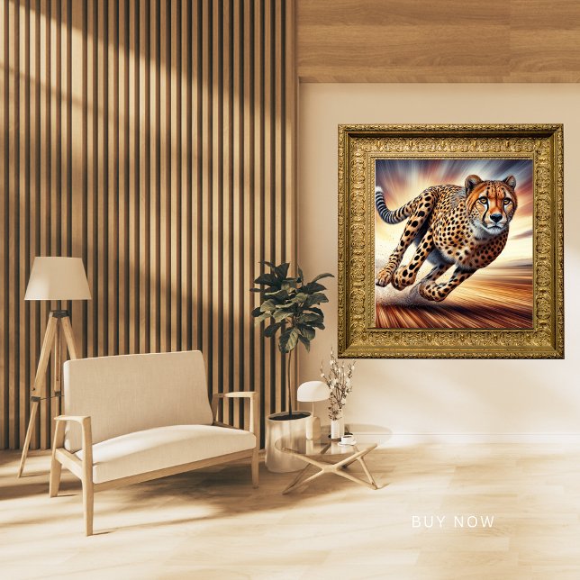 Cheetah in Full Sprint Framed Art (Creator Uploaded)