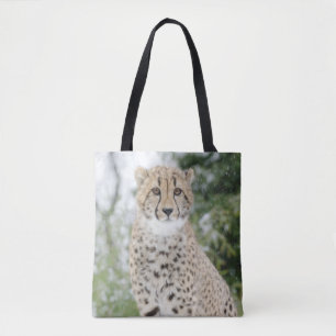Cheetah in Snow Tote Bag