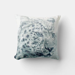Cheetah in the Snow Art Throw Pillow