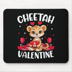 Cheetah Is My Valentine Love Hearts Cheetah Valent Mouse Pad