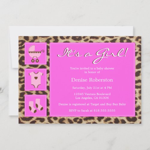 Cheetah - It's a Girl! - Baby Shower Invitation