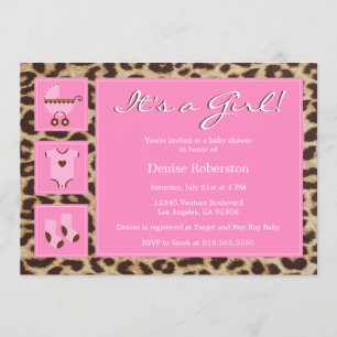 Cheetah - It's a Girl! - Baby Shower Invitation