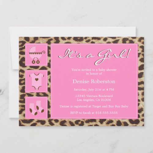 Cheetah - It's a Girl! - Baby Shower Invitation