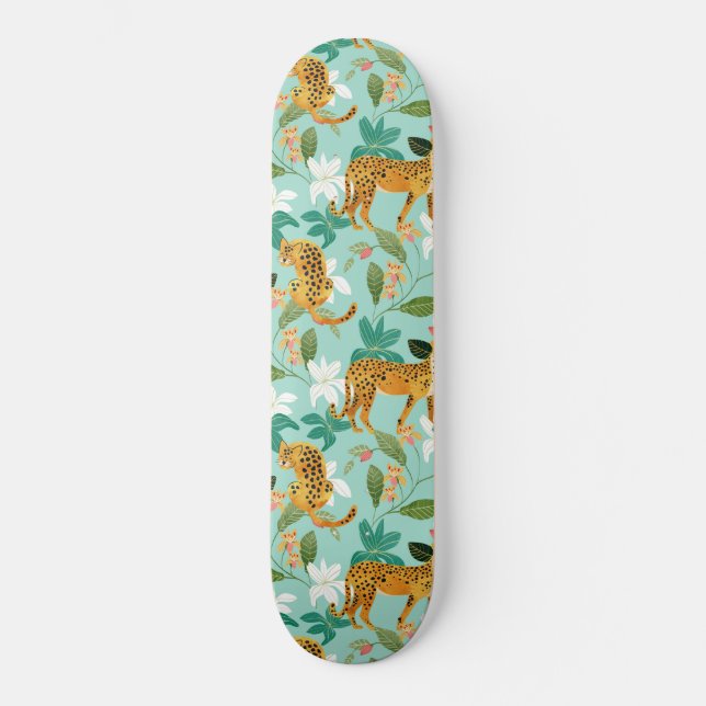 Cheetah Jungle, Wildlife Nature Wild Cats Tigers Skateboard (Front)