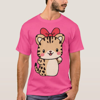 Cheetah Kawaii Ribbon Zoo Day Trip Boys Girls Kids T-Shirt