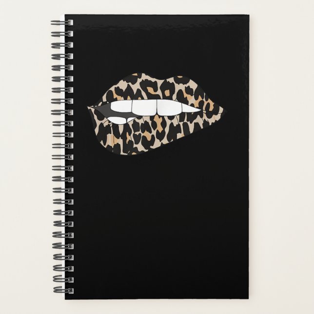 Cheetah Leopard Animal Print Lip Bite gift Planner (Front)