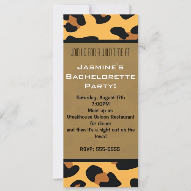 Cheetah Leopard Animal Print Long Invitations (Front)