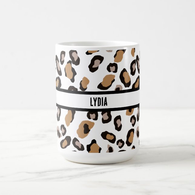 Cheetah, Leopard, Animal Print, Personalized Coffee Mug (Center)